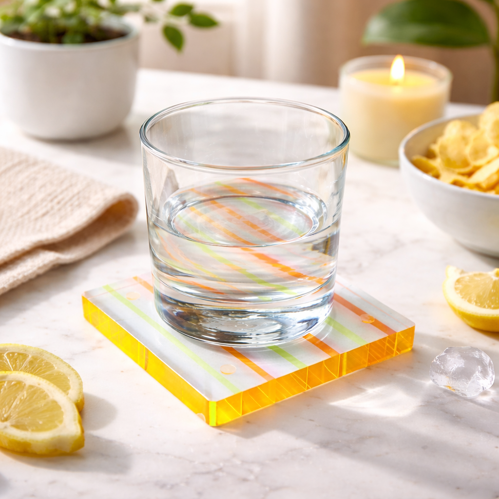 Canetti Colorful Coasters - Set of 4 in Yellow/Orange