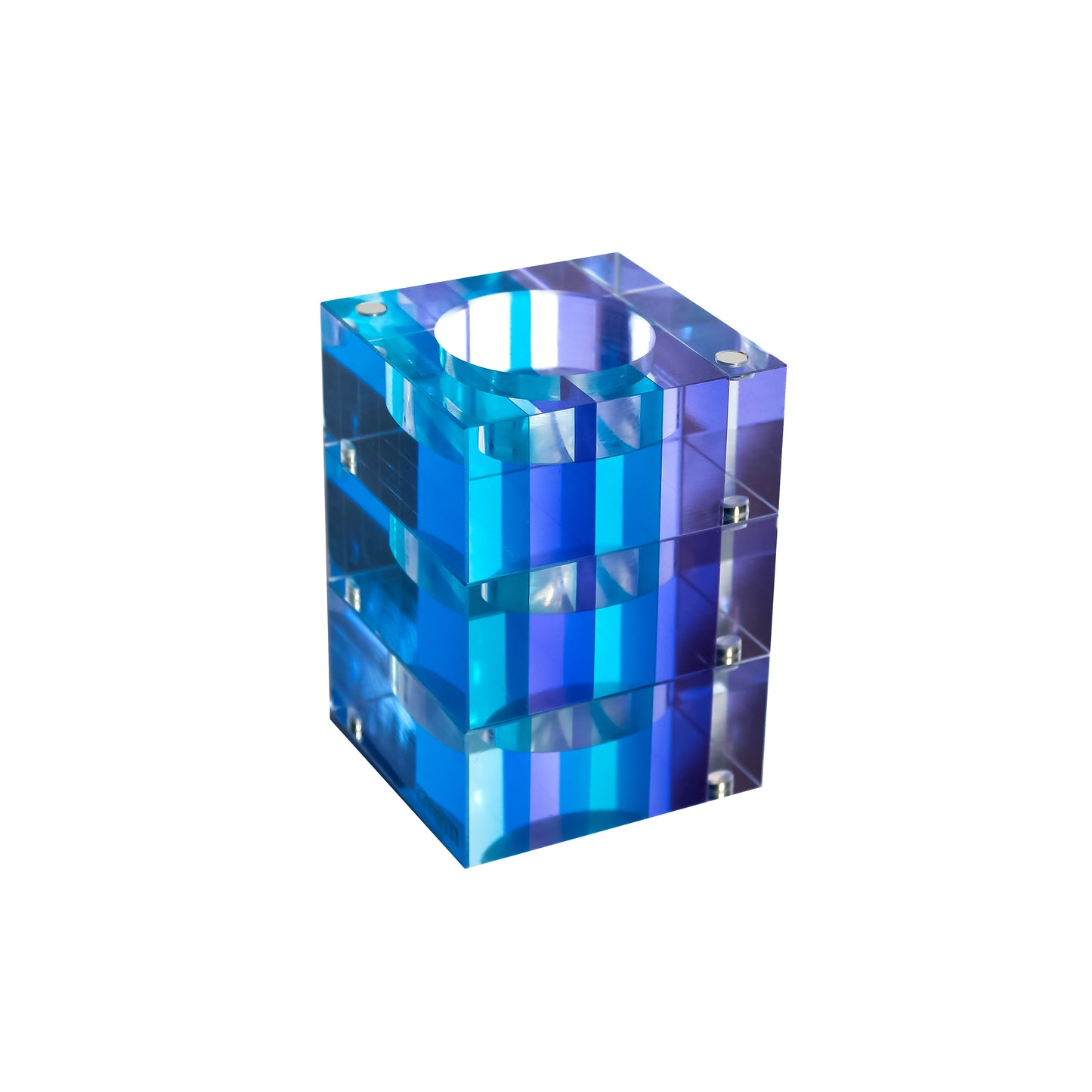 Magnetic Acrylic Tea Candle Holders - Blue/Purple Set of 3