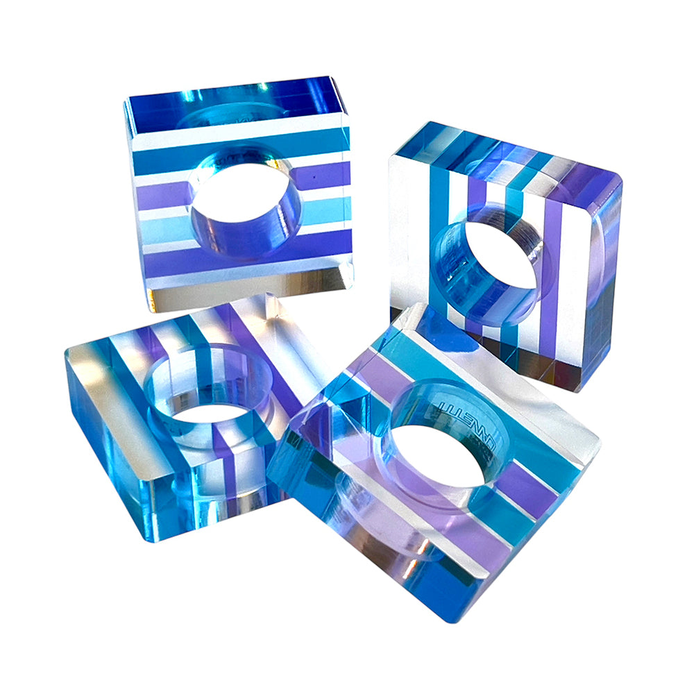 Colorful Square Acrylic Napkin Rings - Set of 4