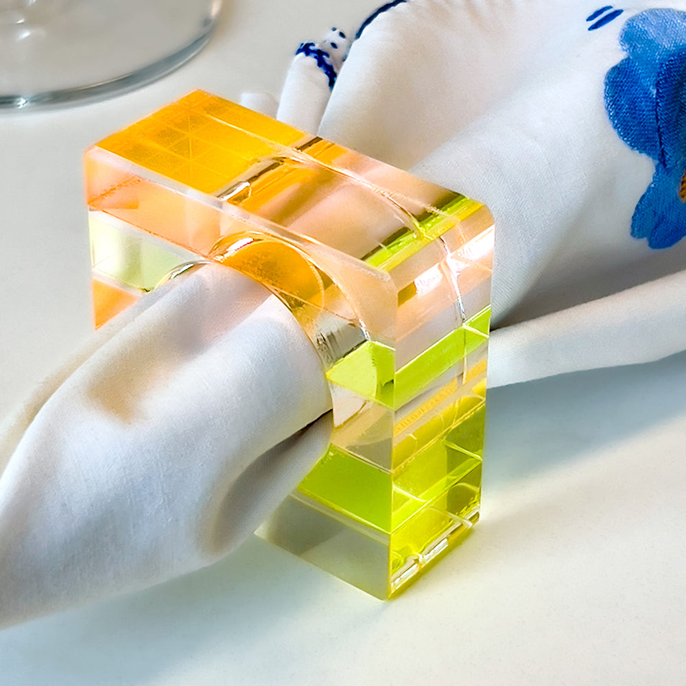 Colorful Square Acrylic Napkin Rings - Set of 4