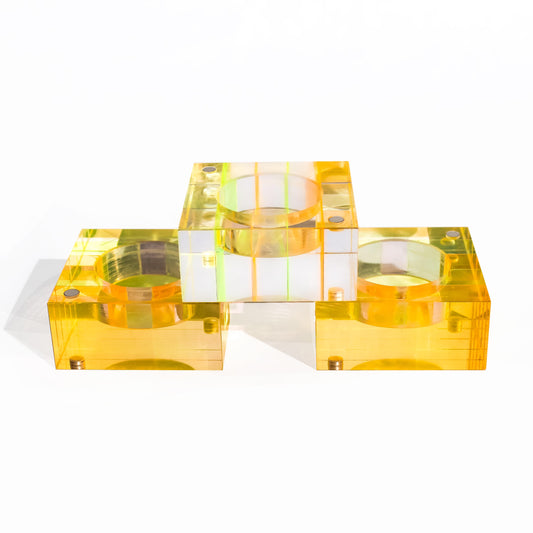 Magnetic Acrylic Tea Candle Holders - Orange/Yellow Set of 3