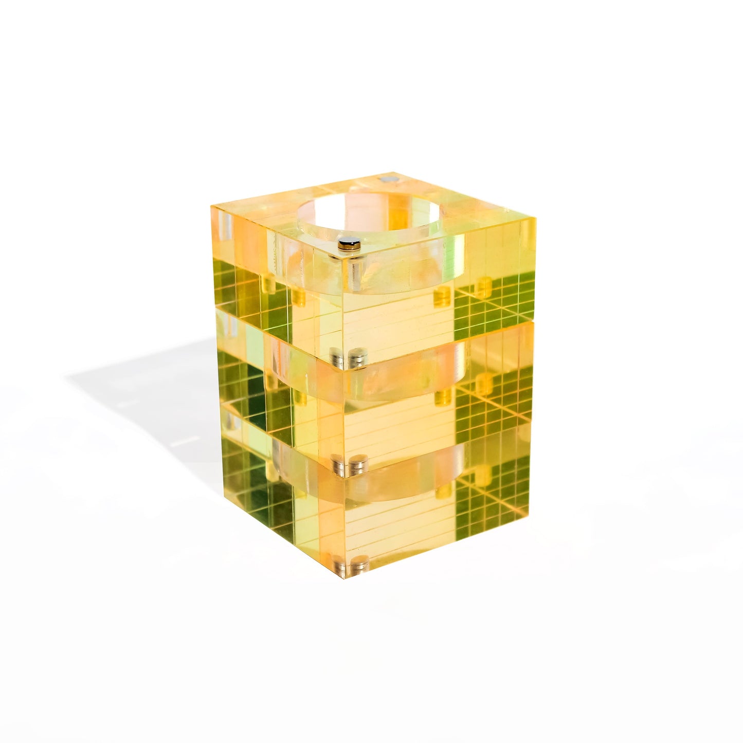 Magnetic Acrylic Tea Candle Holders - Orange/Yellow Set of 3