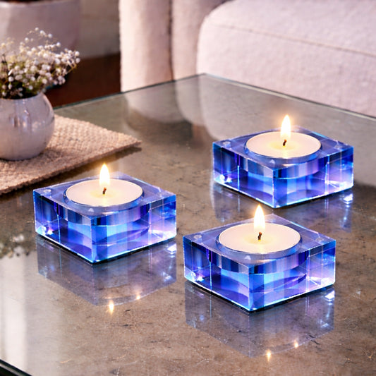 Magnetic Acrylic Tea Candle Holders - Blue/Purple Set of 3