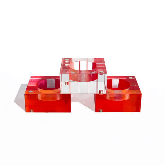 Magnetic Acrylic Tea Candle Holders - Red/Orange Set of 3