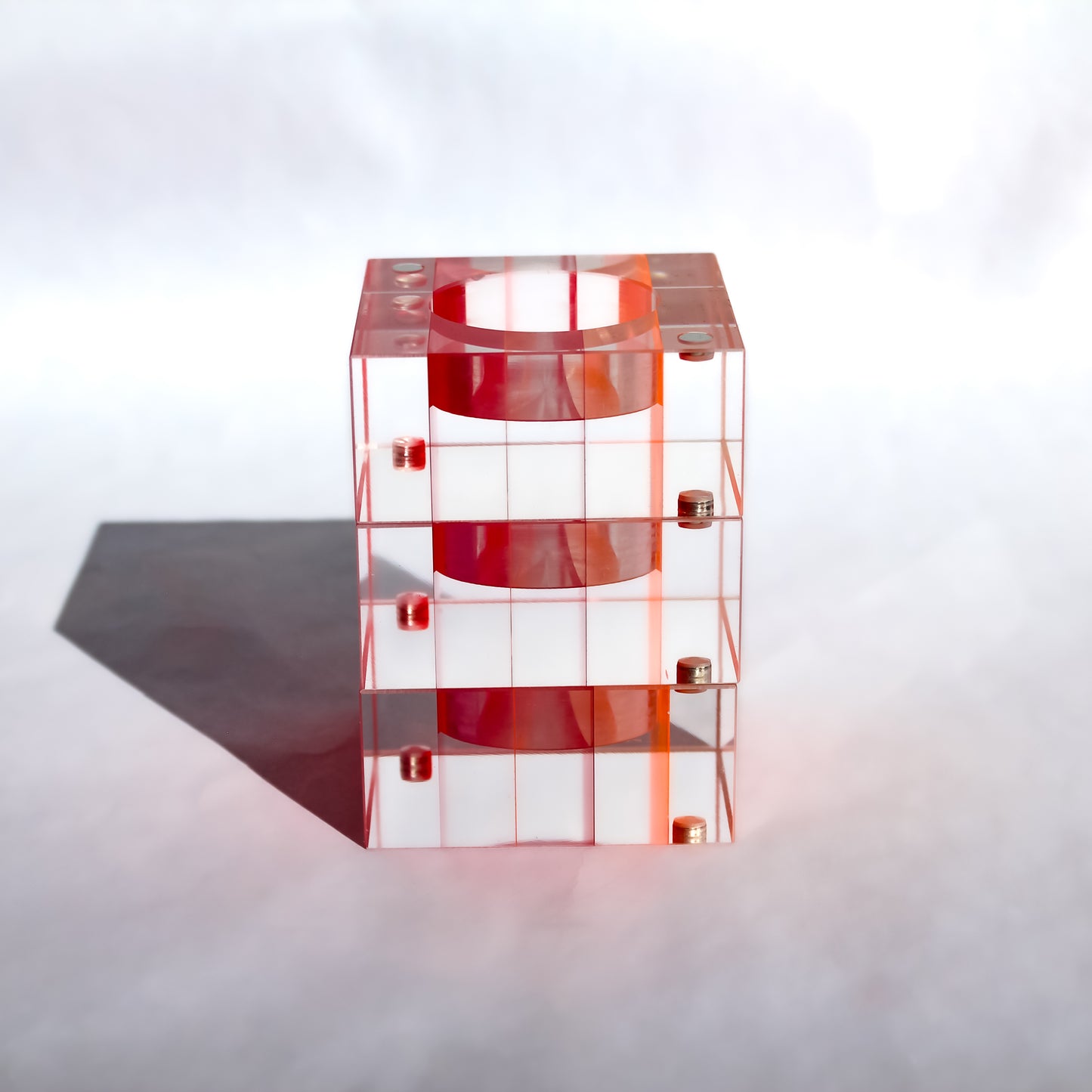 Magnetic Acrylic Tea Candle Holders - Red/Orange Set of 3