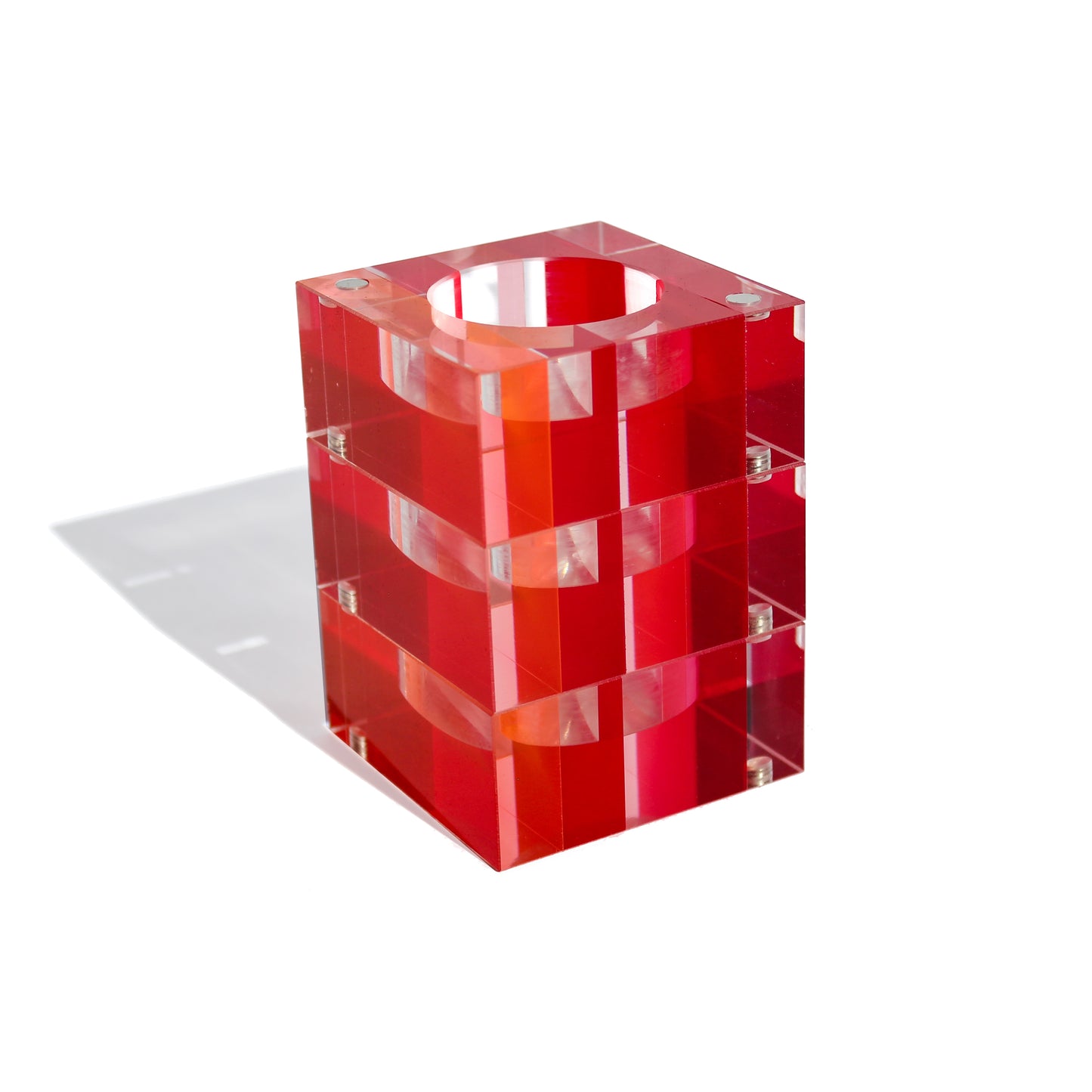 Magnetic Acrylic Tea Candle Holders - Red/Orange Set of 3