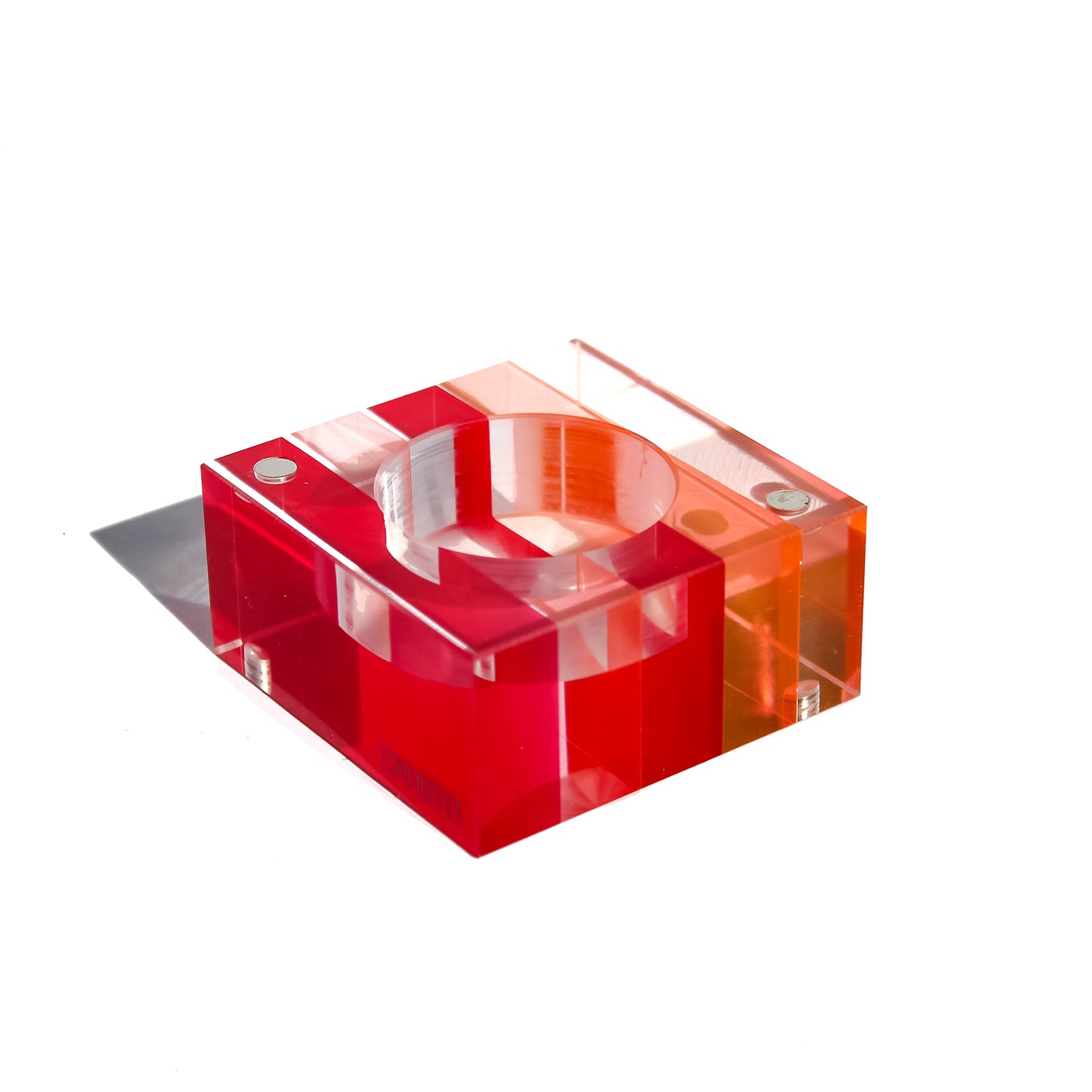 Magnetic Acrylic Tea Candle Holders - Red/Orange Set of 3