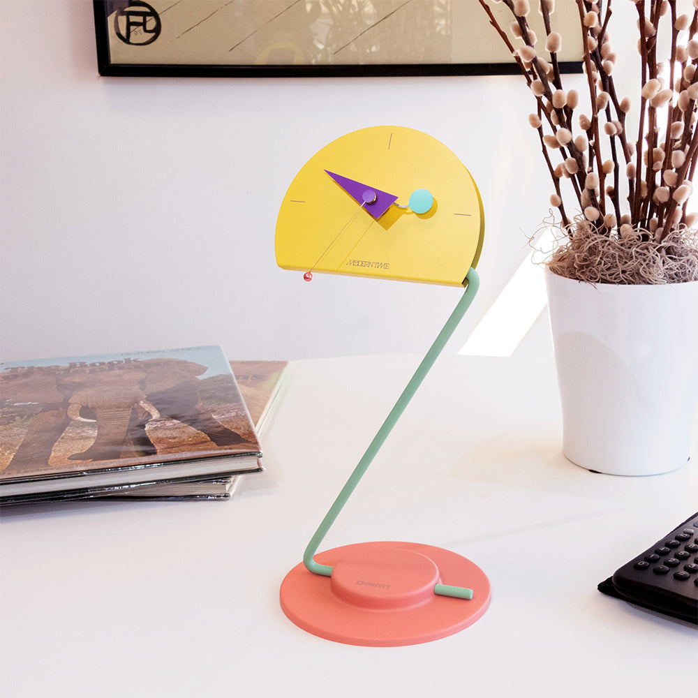 Peacock Desk Clock in Yellow