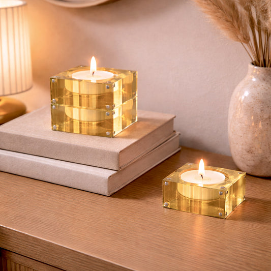 Magnetic Acrylic Tea Candle Holders - Orange/Yellow Set of 3
