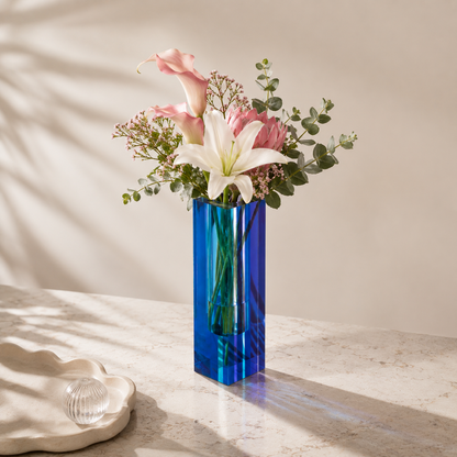 Canetti Acrylic Flower Vase in Purple/Blue