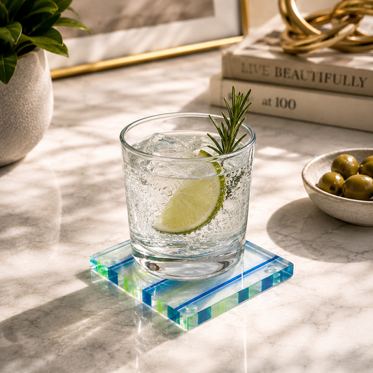 Canetti Colorful Coasters - Set of 4 in Blue/Green