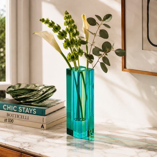 Canetti Acrylic Flower Vase in Blue/Green