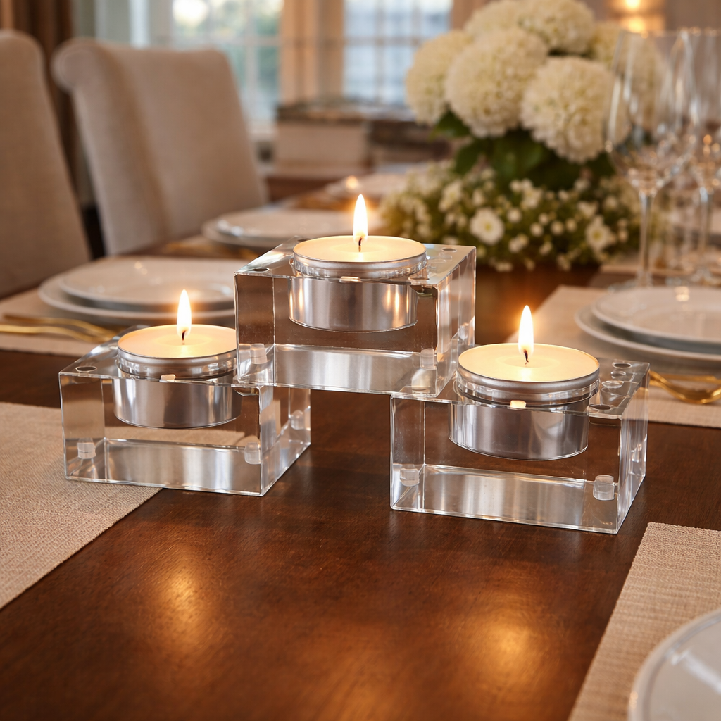 Magnetic Acrylic Tea Candle Holders - Clear Set of 3