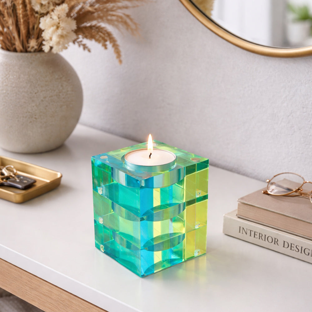 Magnetic Acrylic Tea Candle Holders - Blue/Green Set of 3