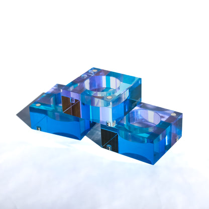 Magnetic Acrylic Tea Candle Holders - Blue/Purple Set of 3