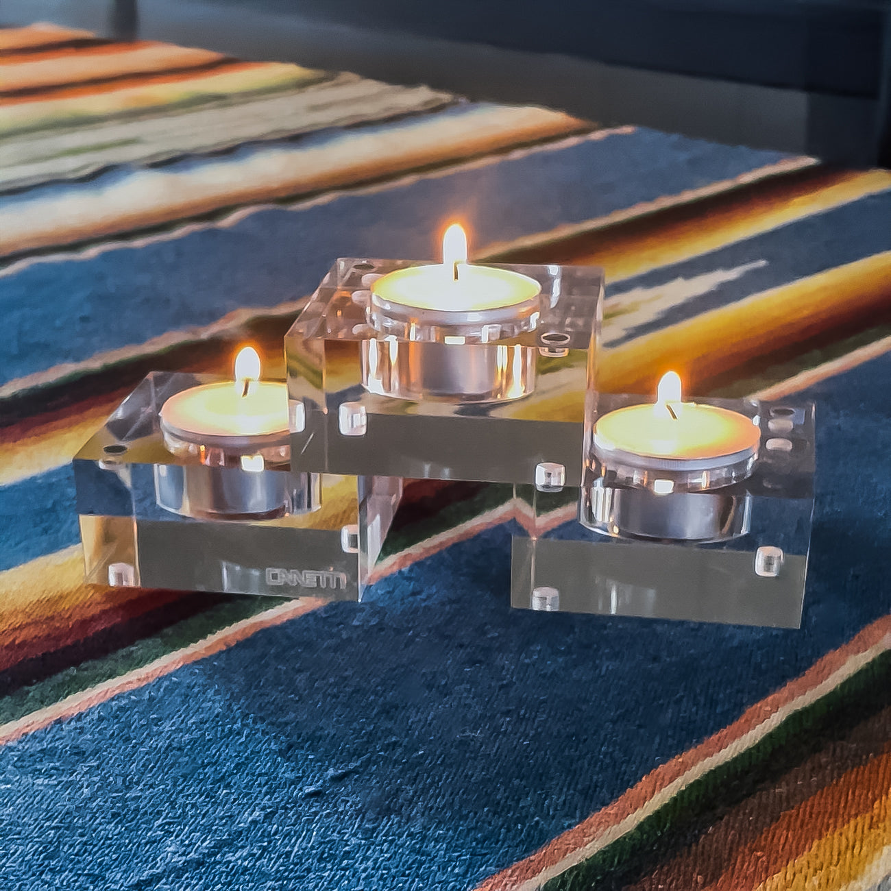 Magnetic Acrylic Tea Candle Holders - Red/Orange Set of 3