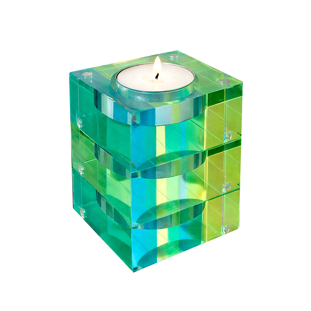 Magnetic Acrylic Tea Candle Holders - Blue/Green Set of 3