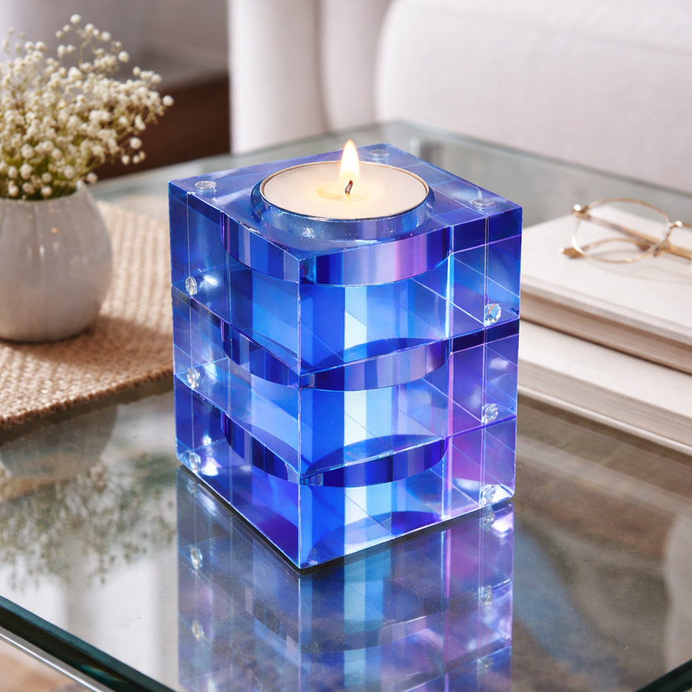 Magnetic Acrylic Tea Candle Holders - Blue/Purple Set of 3