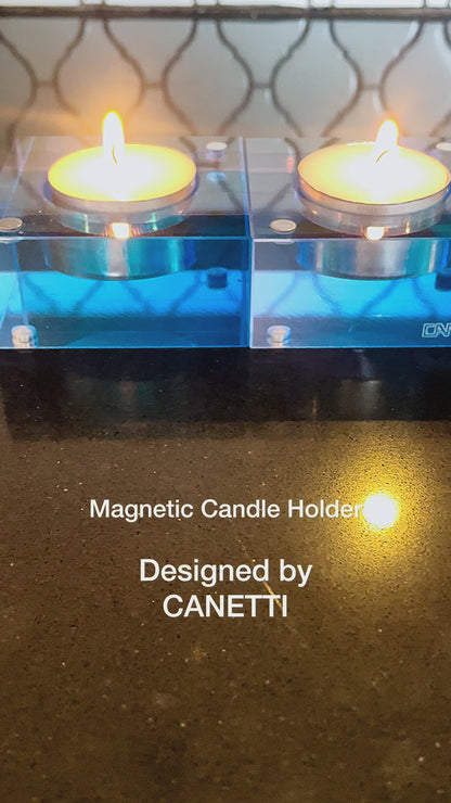 Magnetic Acrylic Tea Candle Holders - Blue/Green Set of 3