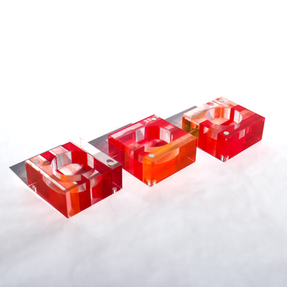 Magnetic Acrylic Tea Candle Holders - Red/Orange Set of 3