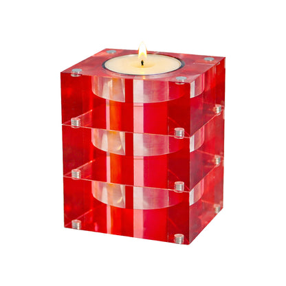 Magnetic Acrylic Tea Candle Holders - Red/Orange Set of 3