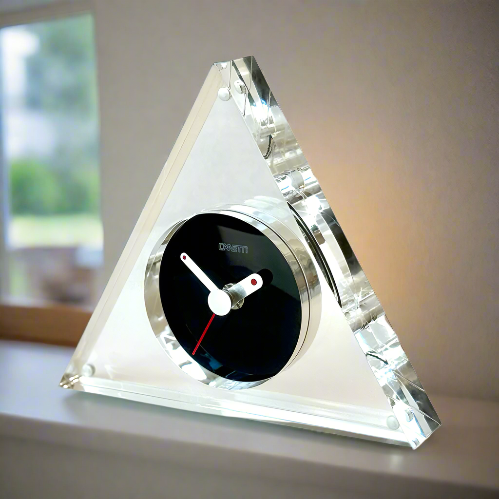 Trangular Clock The Original Triangle Acrylic Clock in Clear – Canetti Design Group