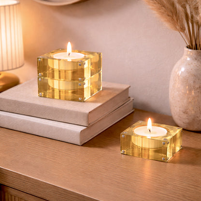 Magnetic Acrylic Tea Candle Holders - Orange/Yellow Set of 3