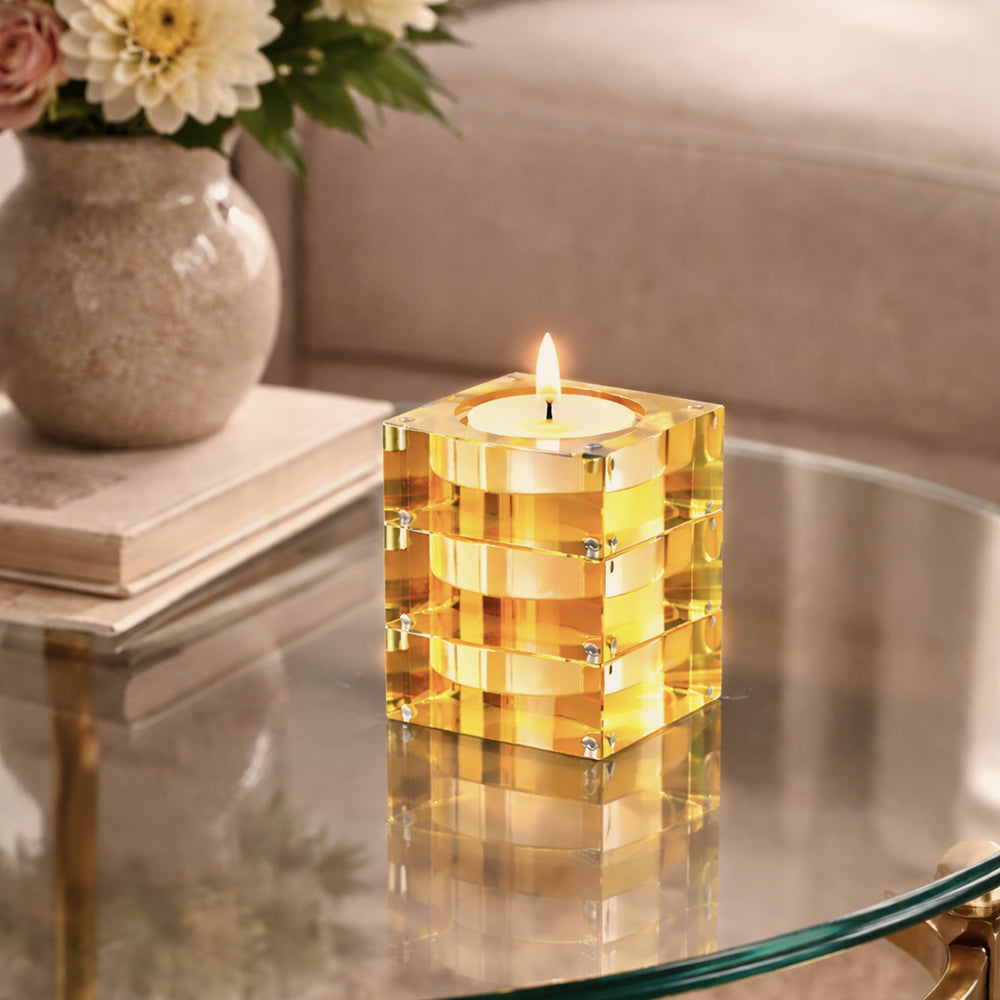 Magnetic Acrylic Tea Candle Holders - Orange/Yellow Set of 3